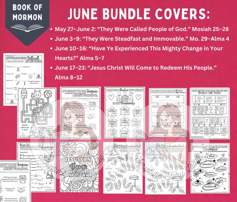 June Come Follow Me 2024 Book of Mormon Bundle Mosiah 2529 Etsy