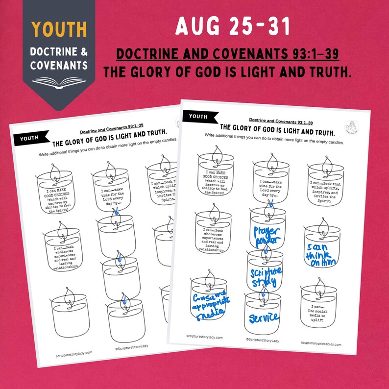 Youth August Monthly Come Follow Me 2025 Bundle, LDS Youth YM YW Sunday ...