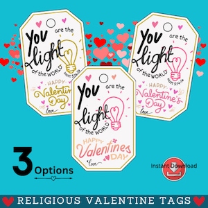 San Valentín cristiano, Eres luz del mundo Mateo 5:14-16, Biblia VALENTINE, Tarjeta del Día de San Valentín, Regalo primario de San Valentín SUD, Tarjeta de San Valentín
