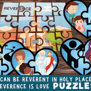 REVERENCE in Holy Places: Reverence is Love Heart Puzzles & Ways to Be Reverent Church Puzzle (LDS Primary Song, Reverence Bible Lessons)
