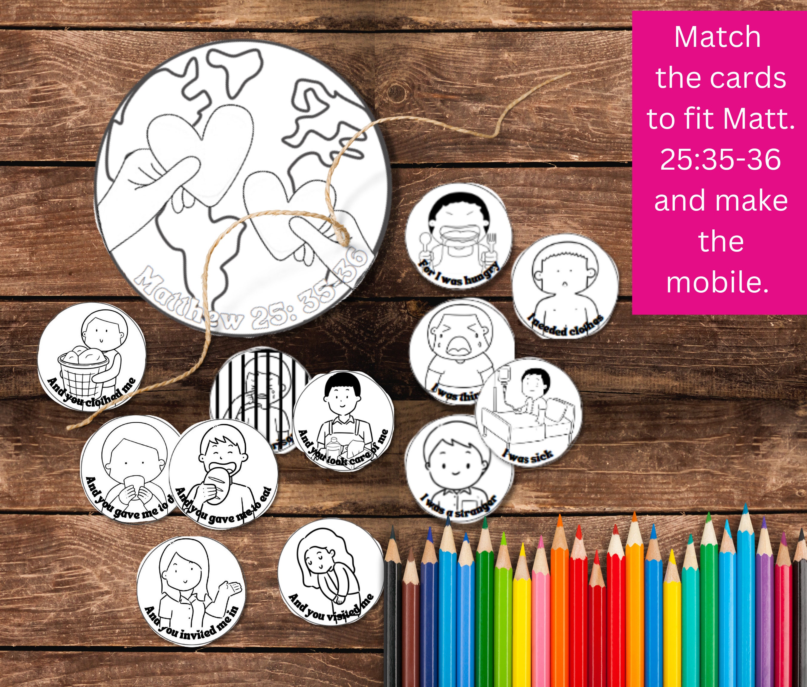 Matthew 25 35 36 40 Kindness Service Activity Bundle Card Match matthew-25-35-36-40-kindness-service-activity-bundle-card-match