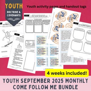Youth September Monthly Come Follow Me 2025 Bundle, LDS Youth YM YW Sunday School, 5 weeks included! Doctrine & Covenants 94-108, Sept 1-28