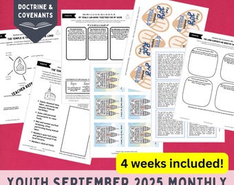 Youth September Monthly Come Follow Me 2025 Bundle, LDS Youth YM YW Sunday School, 5 weeks included! Doctrine & Covenants 94-108, Sept 1-28