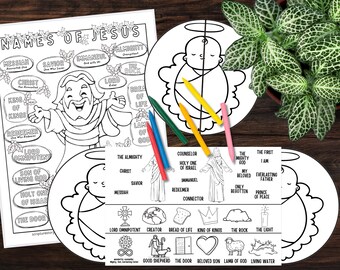 Names of Jesus Craft and Color Bundle, Christian Christmas Christ Lesson, Primary Come Follow Me, Bible Sunday School, craft and coloring