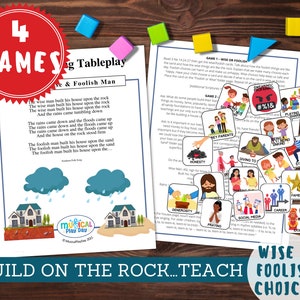 Wise Man and Foolish Man Builders Parable Folder Game | Matthew 7 Luke 6 | Kids Bible Printables | Come Follow Me Family Primary LDS | Bible