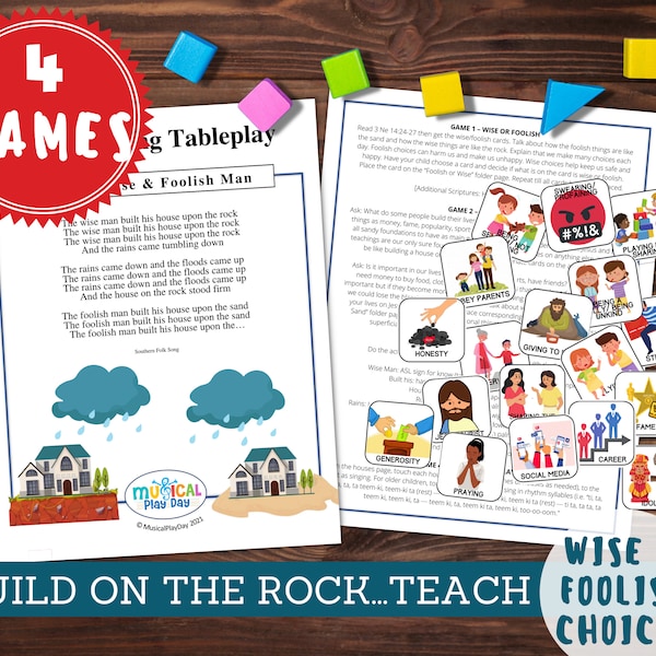 Wise Man and Foolish Man Builders Parable Folder Game | Matthew 7 Luke 6 | Kids Bible Printables | Come Follow Me Family Primary LDS | Bible
