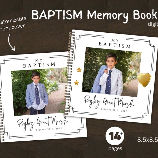 Baptism Memory Book LDS Boys | Customizable Cover | LDS Baptism Journal Photo Book | LDS Baptism Gift for Boys Booklet | digital 8.5x8.5"