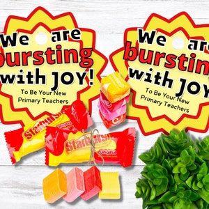Starburst Gift Tags New Primary Teachers | LDS Primary Candy Gift Tags | New LDS Primary Teacher Welcome Gift Tags | digital download