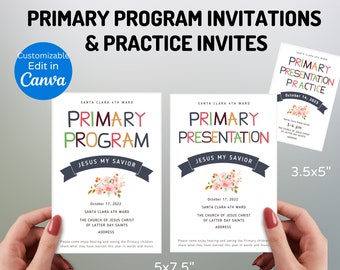 Editable Primary Program Presentation and Primary Practice Invitations, LDS Primary Singing Time, Primary Program, LDS Primary Invite