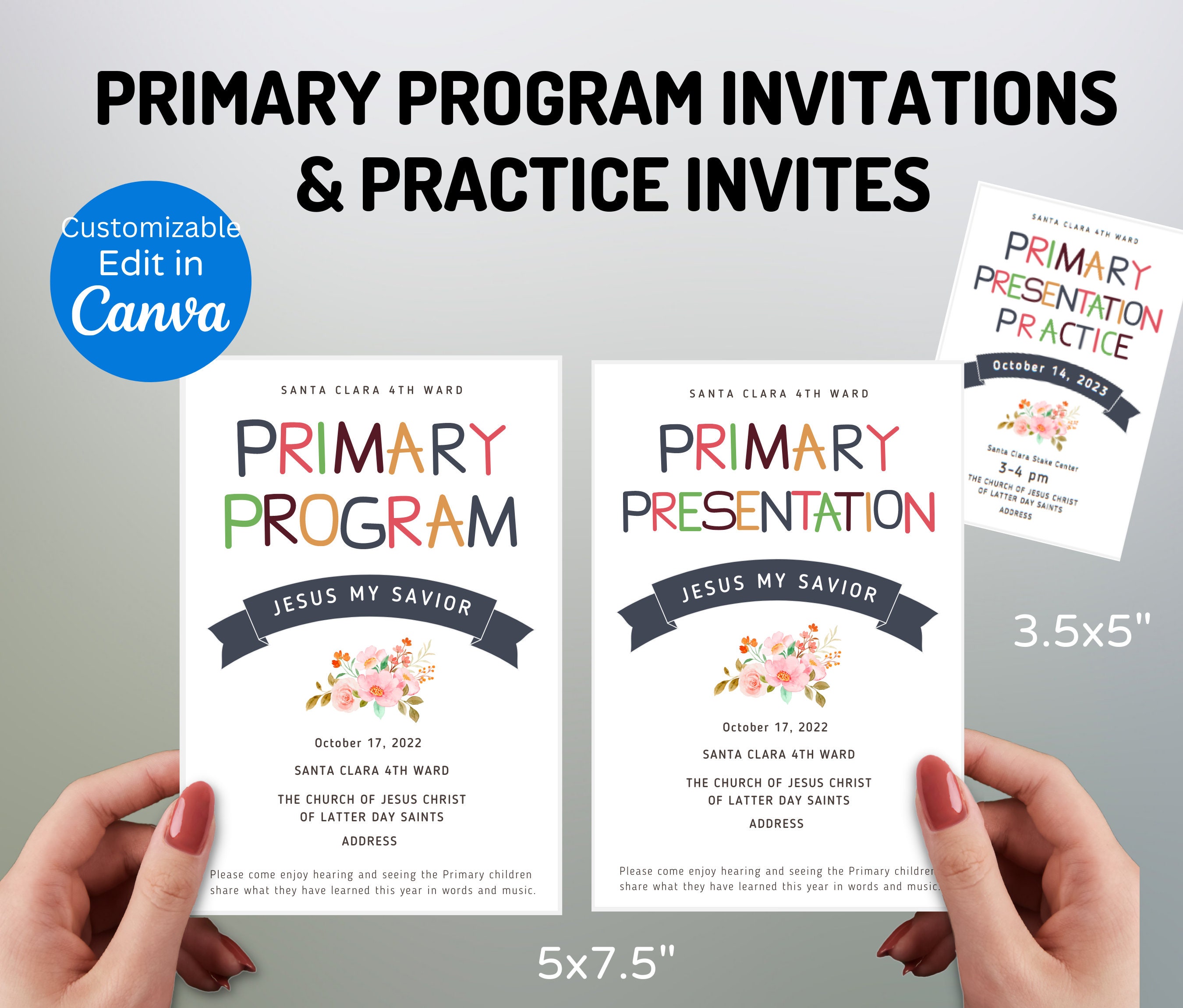 Editable Primary Program Presentation and Primary Practice Invitations