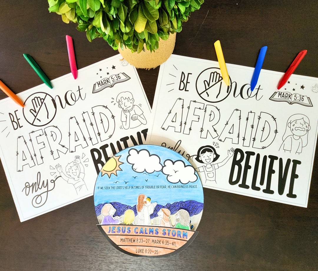 Jesus Calms the Storm Be Not Afraid Coloring Spinner Wheel & Color Pgs