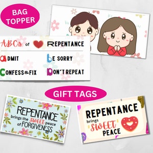 3 Repentance Gift Tags | Lesson Handout | Christian Gifts Bag Topper | Bible Lesson Handout Printable | Come Follow Me LDS Printable