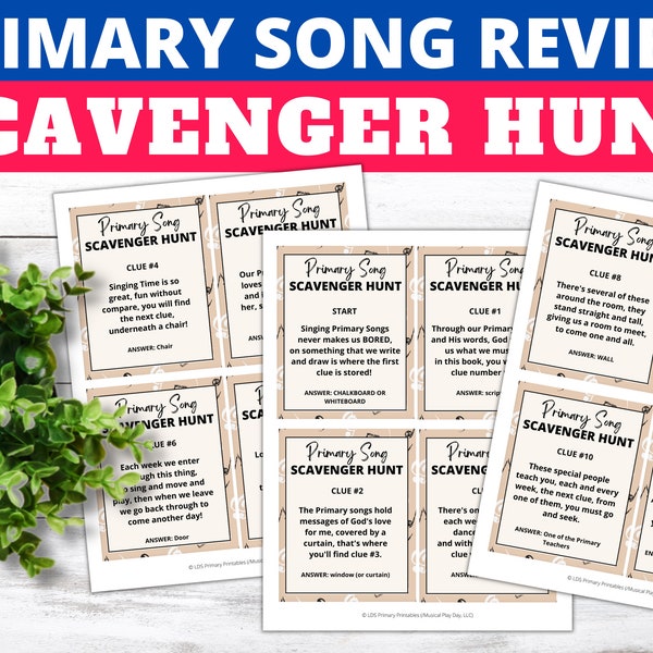 Primary Singing Time SCAVENGER HUNT | Primary Song Review | Primary Program Review Game | Primary Music Leader | Singing Time Game | LDS