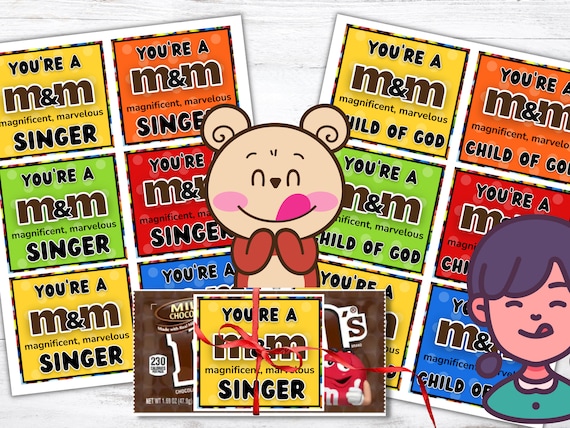 M&M Singer Thank-You or Child of God Gift Tags | Christian Kids Gift | LDS Primary | Primary Program | Choir Group Gift | Singer Gift