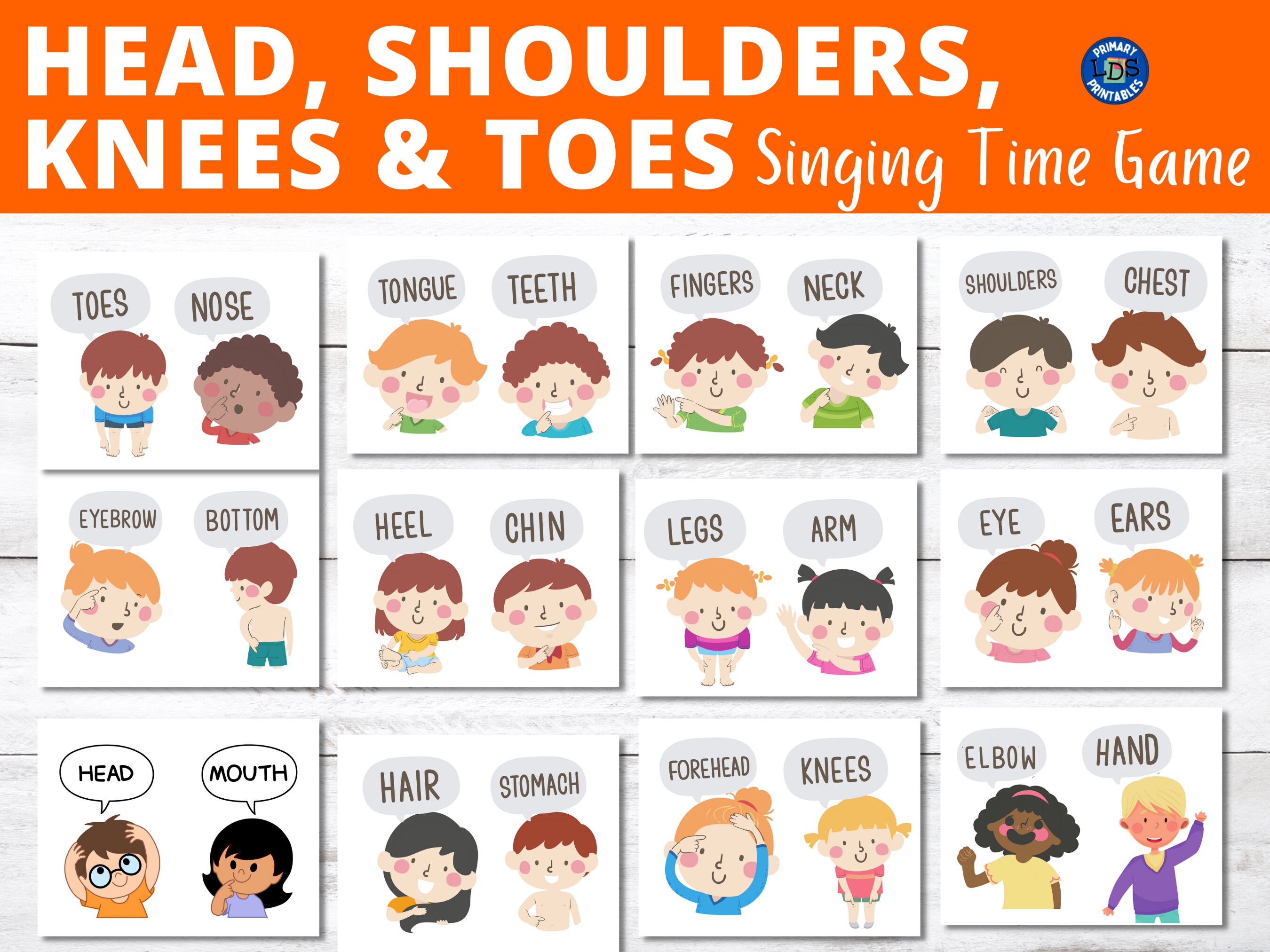 Head Shoulders Knees Toes Visuals Instant Download Classroom 