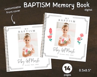 Baptism Memory Book LDS Girls | Customizable Cover | LDS Baptism Journal Photo Book | LDS Baptism Gift for Girls | Baptism Booklet 8.5x8.5"