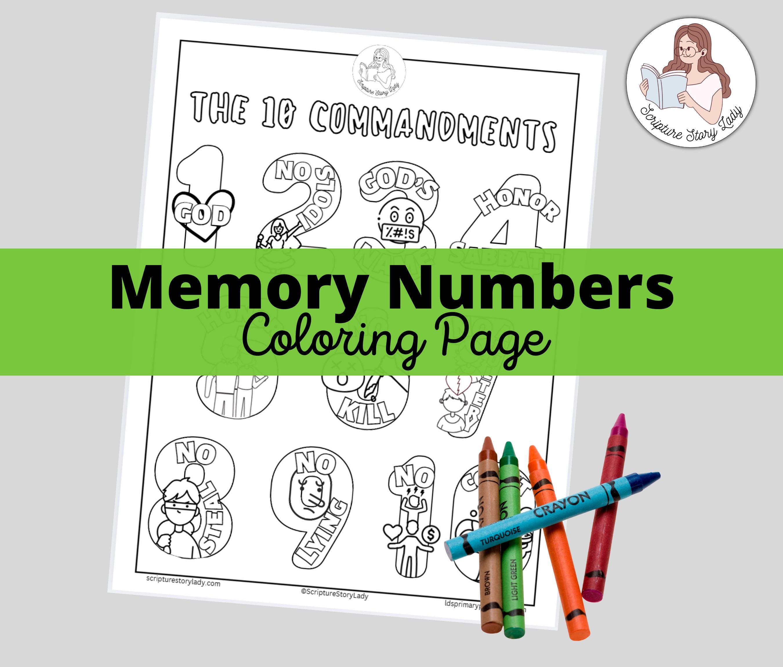 English Ten Commandments Visual Numbers & Coloring Page, Exodus 10 ...