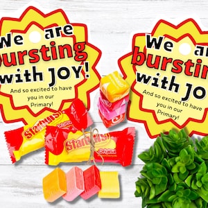 Starburst Gift Tags Welcome to Our Primary | LDS Primary Treat Tag | Primary Leader Teacher Gift Tags | Candy Gift Tags | digital download