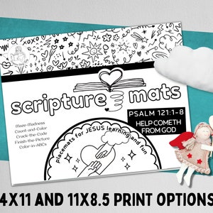 Psalm 121: 1-8; 8 Scripture Activity Place Mats | God Watches Over Us Bible Scripture Verses | Kids Bible Printable Crafts Christian