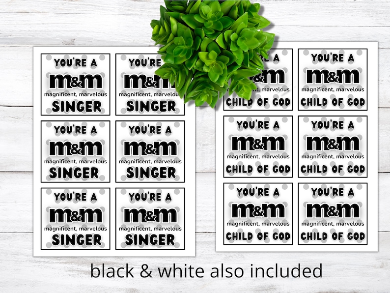 M&M Singer Thank-You or Child of God Gift Tags | Christian Kids Gift | LDS Primary | Primary Program | Choir Group Gift | Singer Gift image 2