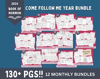 Come Follow Me 2024 Book of Mormon Bundle: 130+ pgs in 12 monthly Come Follow Me Bundles, for LDS Home and Church, Primary Youth Family