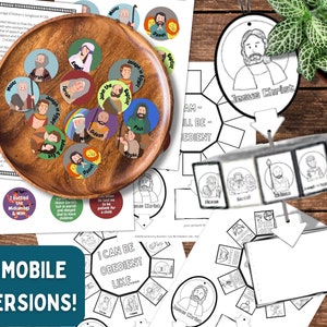 Gehoorzaamheidsbundel kinderbijbel | Kaartenspel met tekstfiguren, mobiel knutselen gehoorzaamheid | Bijbelafdrukbare kinderbijbel | Kom en volg mij LDS
