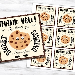 Primary Program COOKIE Gift Tags | LDS Primary | Primary Singing Time | Primary Program Thank-You Gift | Thanks Gift Tag | Primary Music