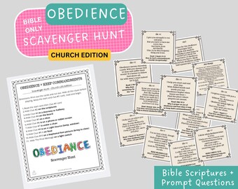BIBLE OBEDIENCE Scavenger Hunt, CHURCH Bible Edition, Sunday School Children & Youth Bible Obedience Lesson Activity