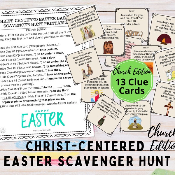 Christ-Centered Easter Basket Scavenger Hunt CHURCH EDITION | Easter Resurrection | Jesus Easter Printable | Kids Bible Lesson Game | LDS