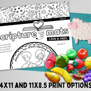 Cain & Abel 8 Schrift Aktivität Platzsets | Genesis 4 | Kinder Tisch Färbung Handwerk Bibel Sonntag Schule Schrift druckbare Download