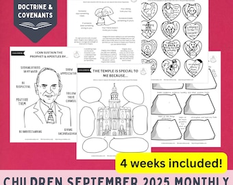 Children Primary September Monthly Come Follow Me 2025 Bundle, 4 weeks included! Doctrine & Covenants 94-108, Sept 1-28