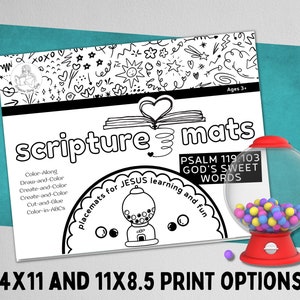 Psalm 119, 103; 8 Schrift Aktivität Platzsets | Gottes Wort ist süß Bibel Verse Lesson Kinder Bibel Printable Christian Crafts