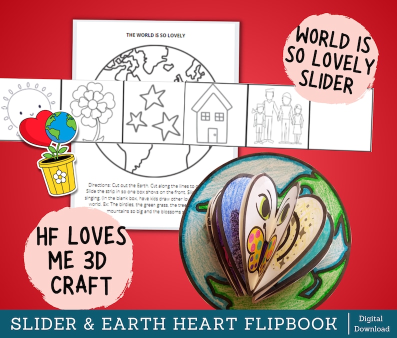 Creation Craft Kit My Heavenly Father Loves Me 3D Earth Flipbook & World Lovely Kids Bible Crafts Come Follow Me LDS Primary Singing image 2
