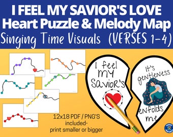 I Feel My Savior's Love PUZZLE, 4 Verses & Melody Map (Primary Singing Time, Primary Chorister Song Games, Nursery Sunbeams, Song Helps)