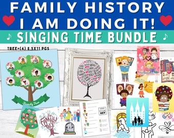 PRIMARY SONG BUNDLE: Family History I am Doing It | Family Tree & Song Visuals | Flipchart | Primary Music Games | Tree Poster Display