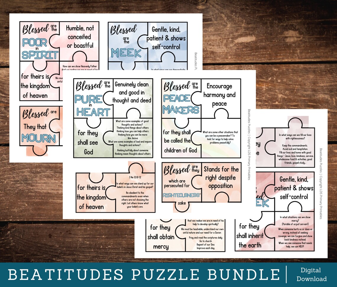 Beatitudes Puzzle Bible Study Children Matthew 5 Sermon on the Mount ...