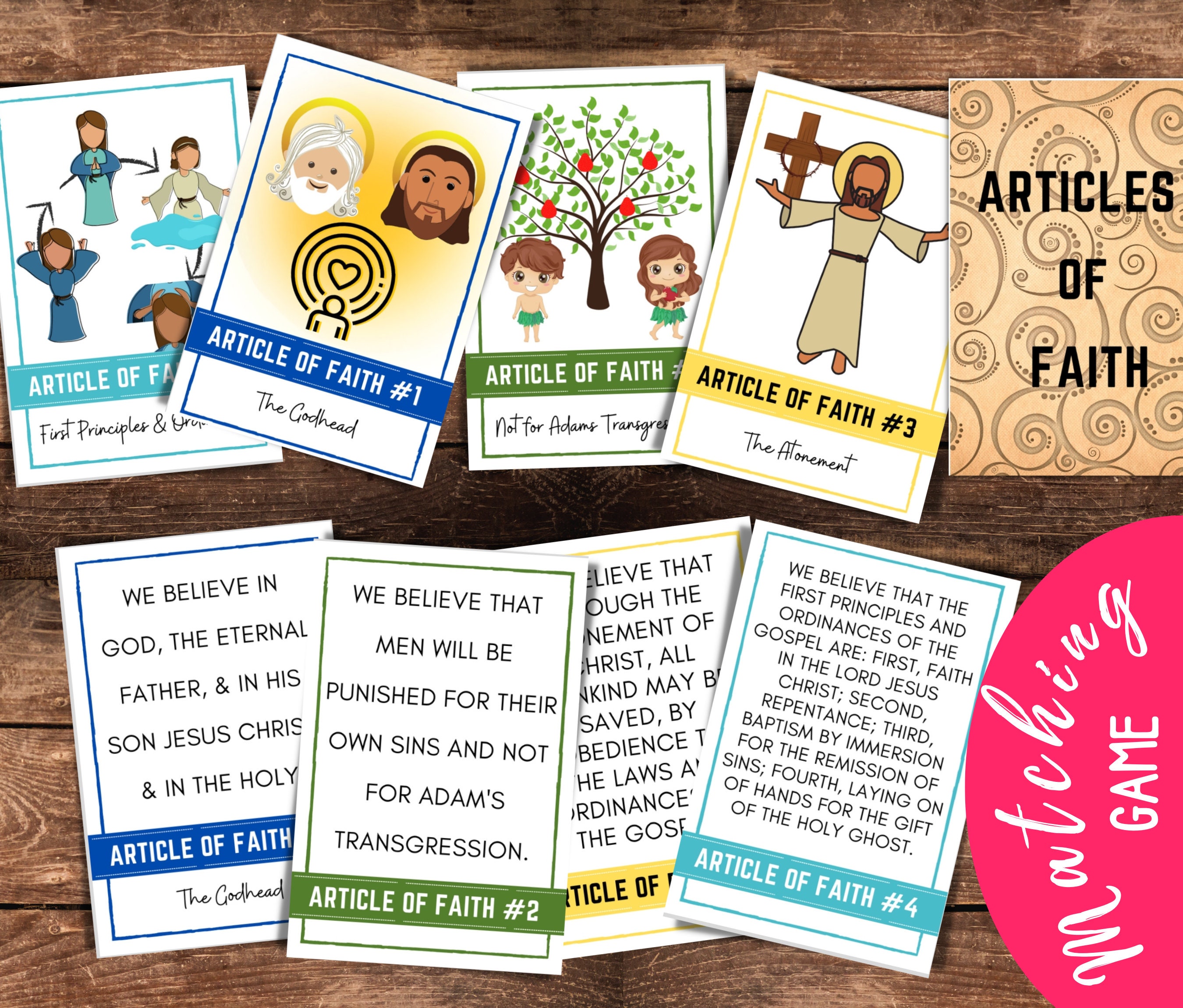 Articles of Faith Flashcards Matching Memorization LDS Primary LDS