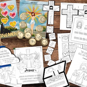 Jesus Ostern Kinder Handwerk Mega Bundle: Sühne Ordner Spiel & Malseite, Auferstehung Handwerk (2), Stunden von Cross Craft Mobile + Färbung