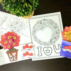Printable Mother&#39;s Day Mom Birthday Flower Bouquet and Coloring Printables - Mother&#39;s Day Mom Birthday Gifts - Children&#39;s Craft Cards