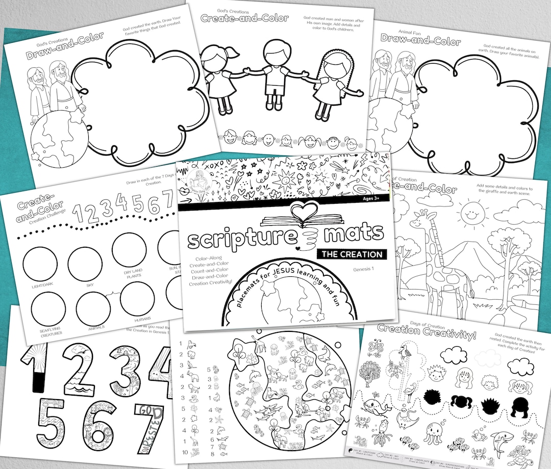 Days of Creation 9 Scripture Placemats Gods 7 Days of Creations Kids