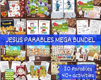 Jesus Parables Mega Bundle:  20 Parables Kids Bible Printable Bundles w/over 40 Parable Activities | Kids Bible Lessons | Come Follow Me