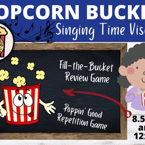 POPCORN BUCKET Singing Time Visual Display & Poppin Good Singing Handout: (Primary Song Visual, Singing Activity, Primary Song Leader, LDS)