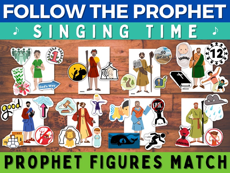 Follow the Prophet Visuals Matching Game lds primary song flipchart, primary music chorister leader, primary song activities Printable image 1