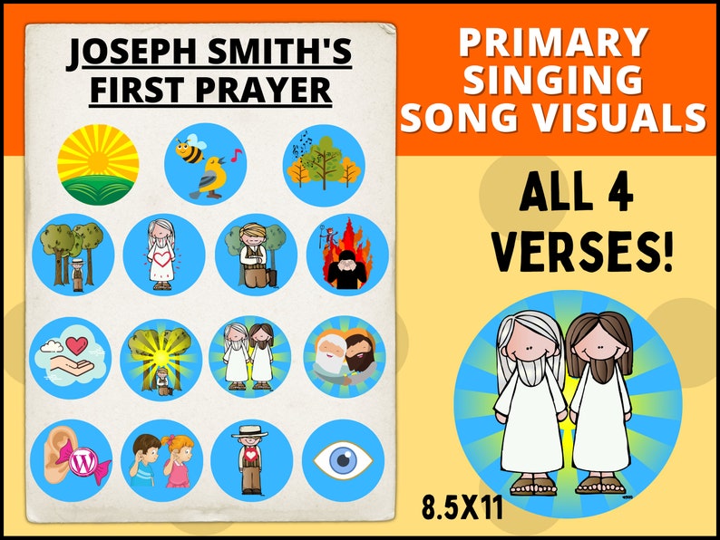 Primary Singing Time: Joseph Smith's First Prayer First Vision LDS Primary Song Visuals Vs 1-4 Flipchart Primary Music Leader image 1