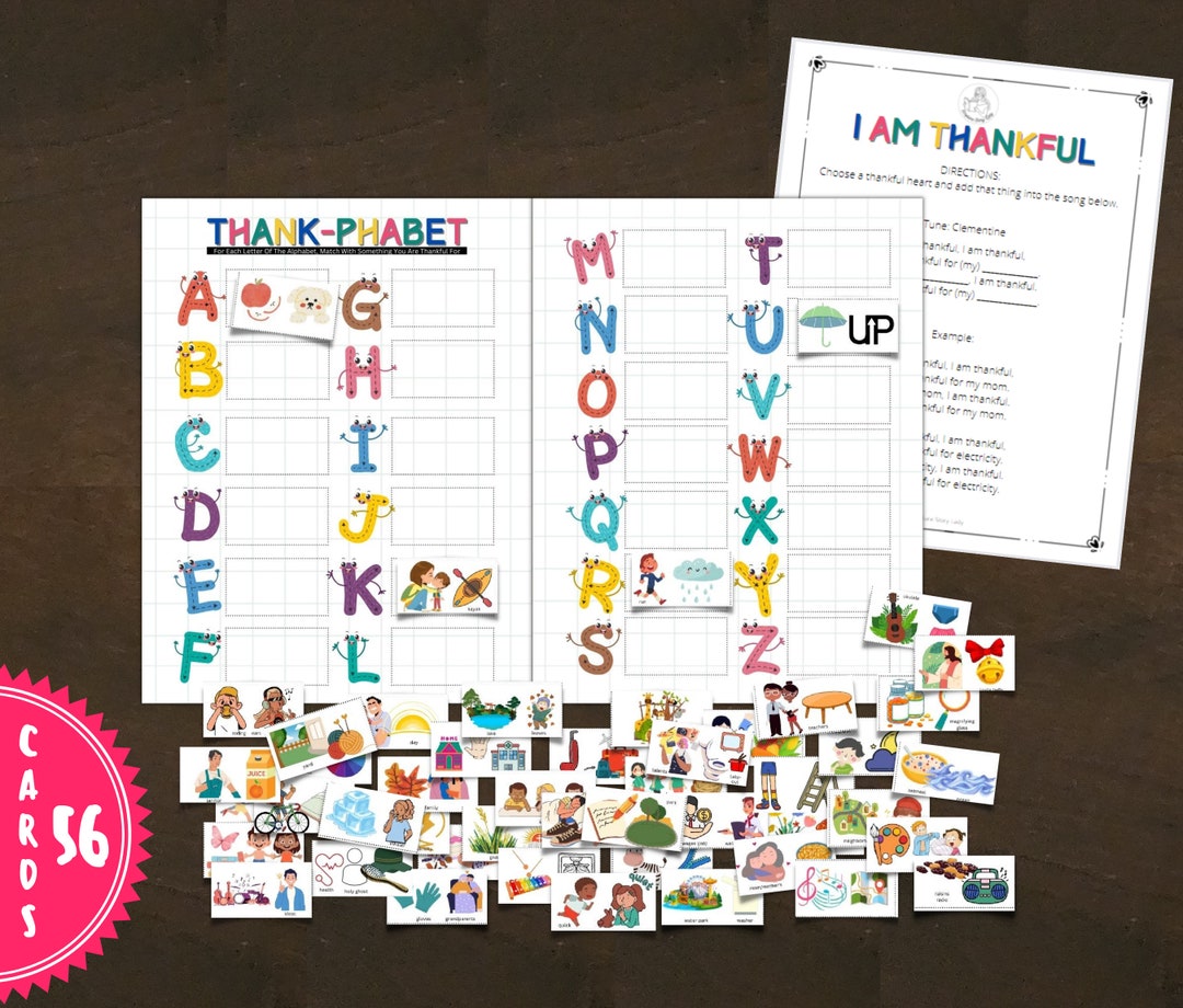 Kids Gratitude Printables Thank-phabet Folder Game Grateful for ...