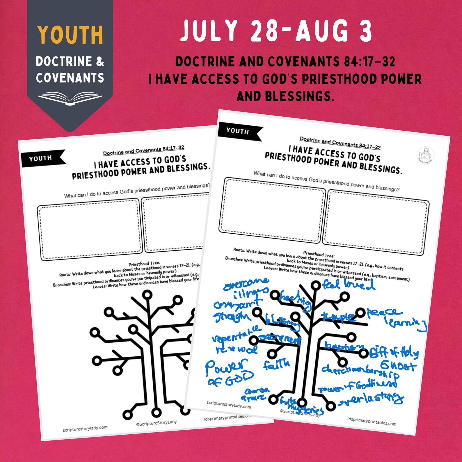 Youth August Monthly Come Follow Me 2025 Bundle, LDS Youth YM YW Sunday ...
