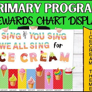 Primary Program ICECREAM Bulletin Board Poster Display | Primary Singing Time | Primary Presentation | Primary Song Review Motivation | LDS