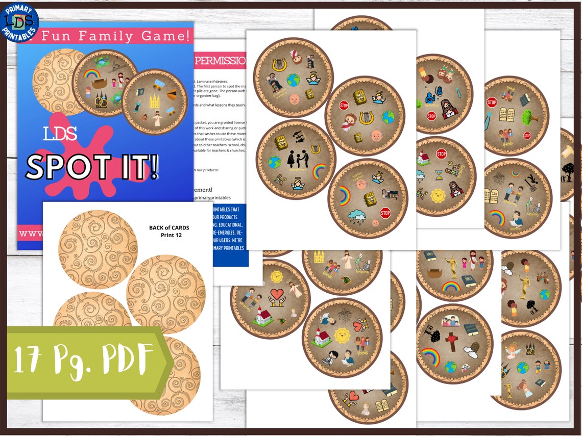 Printable LDS Spot It Game Religious Matching Game Sunday Etsy España