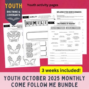 Youth October Monthly Come Follow Me 2025 Bundle, LDS Youth YM YW Sunday School, 3 weeks incld, Doctrine & Covenants 109-123 Sept 29-Oct 5