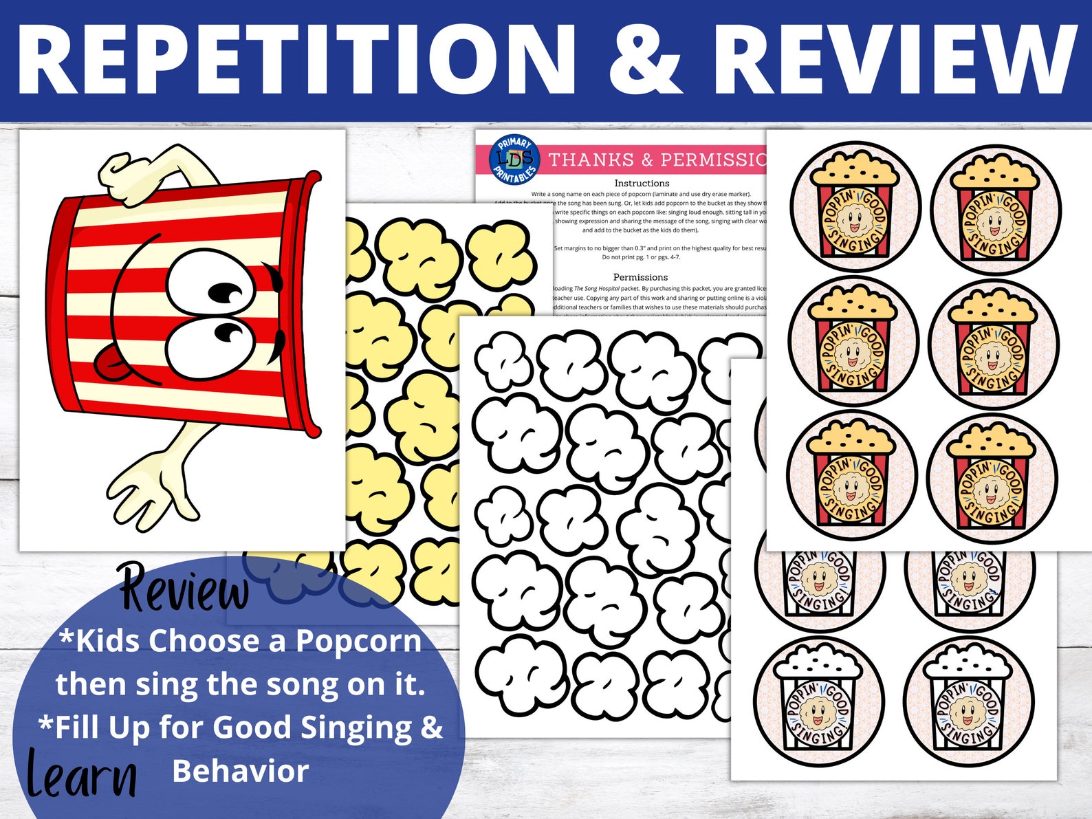 POPCORN BUCKET Singing Time Visual Display & Poppin Good Singing